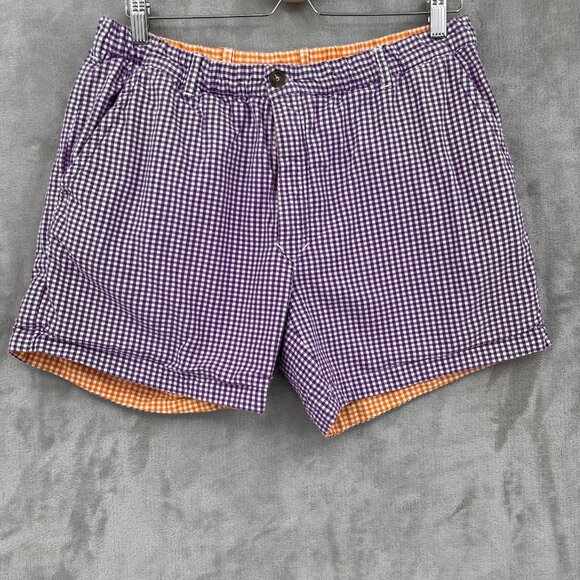 Chubbies Reversible Orange Purple Cotton Gingham 5 Inch Shorts USA Made - Picture 1 of 9